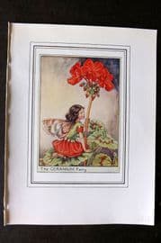Cicely Mary Barker C1930 Vintage Flower Fairy Print. Geranium