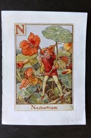 Cicely Mary Barker C1940 Flower-Fairy Alphabet Print. N - Nasturtium