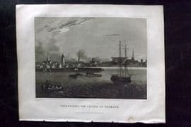 Clarke C1820 Antique Print. Copenhagen the Capital of Denmark. Ships