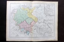 Cortambert 1852 Hand Col Map. Allemagne physique. Germany Physical 46