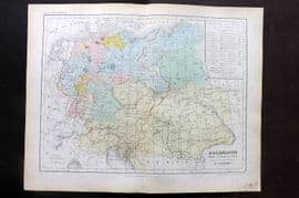 Cortambert 1852 Hand Col Map. Allemagne. Germany 47