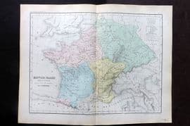 Cortambert 1852 Hand Col Map. Empire des Francs sous la premiere race, 16
