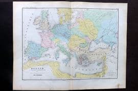 Cortambert 1852 Hand Col Map. Europe a lepoque de linvasion des Turcs en 1453 24