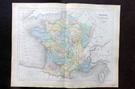 Cortambert 1852 Hand Col Map. France comparative 41