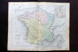 Cortambert 1852 Hand Col Map. France physique 40
