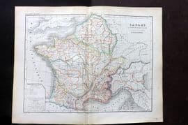 Cortambert 1852 Hand Col Map. Gaules au temps de Jules Cesar. France 10