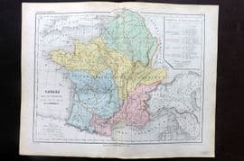 Cortambert 1852 Hand Col Map. Gaules sous les Empereurs. France 43