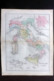 Cortambert 1852 Hand Col Map. Italie ancienne - Plan de Rome. Italy 9