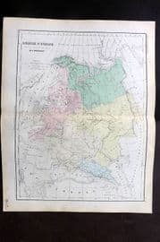 Cortambert 1852 Hand Col Map. Russie d'Europe. Russia in Europe 50