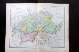 Cortambert 1852 Hand Col Map. Suisse. Switzerland 45