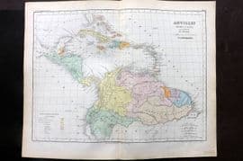 Cortambert 1852 HCol Map. Antilles, Amerique centrale, Colombie. Caribbean 63