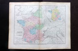 Cortambert 1852 HCol Map. France sous Charles VII, vers 1453. -- France en 1422 23