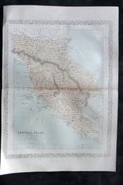 Costello & Hughes 1861 Antique Map. Central Italy. Tuscany, Parma, Modena