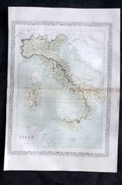 Costello & Hughes 1861 Antique Map. Italy in 1860
