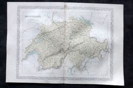 Costello & Hughes 1861 Antique Map. Switzerland