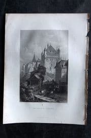 Costello - Piedmont and Italy 1861 Antique Print Castle of Lausanne, Switzerland