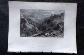 Costello - Piedmont and Italy 1861 Antique Print Maneille in the Val Germanasca