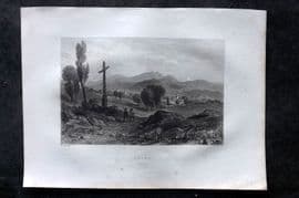 Costello - Piedmont and Italy 1861 Antique Print. Boege, Savoy