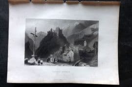 Costello - Piedmont and Italy 1861 Antique Print. Chateau Queyraz