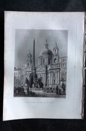 Costello - Piedmont and Italy 1861 Antique Print. Church of St. Agnes, Rome