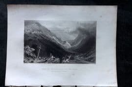 Costello - Piedmont and Italy 1861 Antique Print. Fort of Exille, Valley of the Dora