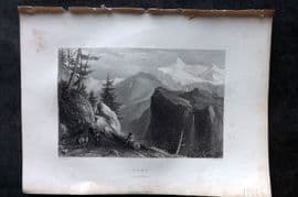 Costello - Piedmont and Italy 1861 Antique Print. Gure (Val de Tignes)