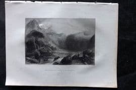 Costello - Piedmont and Italy 1861 Antique Print. Head of the Valley of Jaillon