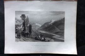 Costello - Piedmont and Italy 1861 Antique Print. La Traverse, Val Prajelas