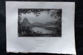 Costello - Piedmont and Italy 1861 Antique Print. Lake of Lugano, Tessin