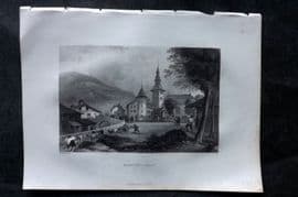 Costello - Piedmont and Italy 1861 Antique Print. Migeve - Savoy