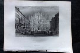 Costello - Piedmont and Italy 1861 Antique Print. Milan Cathedral