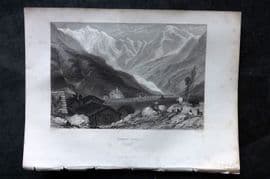 Costello - Piedmont and Italy 1861 Antique Print. Monte Rosa, Val Ansasea