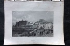 Costello - Piedmont and Italy 1861 Antique Print. Naples from the Mole