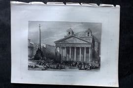Costello - Piedmont and Italy 1861 Antique Print. Pantheon, Rome