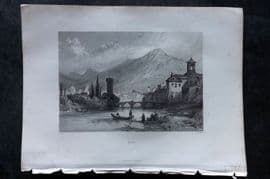 Costello - Piedmont and Italy 1861 Antique Print. Pisa