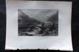 Costello - Piedmont and Italy 1861 Antique Print. Pomaret (Val St. Martin)