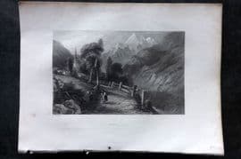 Costello - Piedmont and Italy 1861 Antique Print. Saint Foi (Val Isere)