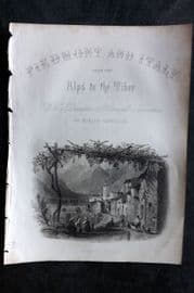 Costello - Piedmont and Italy 1861 Antique Print. Villar Val Pelice. Illus. Title Vol 2