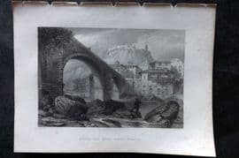 Costello - Piedmont and Italy 1861 Print. Bridge and Sacra Monte, Varallo