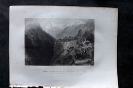 Costello - Piedmont and Italy 1861 Print. Mount Cervin, Valley of St. Nicholas
