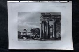 Costello - Piedmont and Italy 1861 Print. Temple of Antoninus & Paustina, Rome