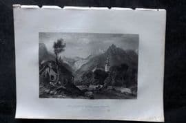 Costello - Piedmont and Italy 1861 Print. Valley of Maglan from Comblou. Savoy