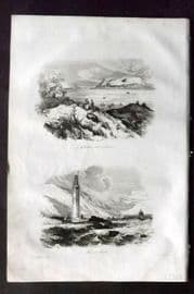 d'Urville 1834 Antique Print. Gibraltar - View & Lighthouse