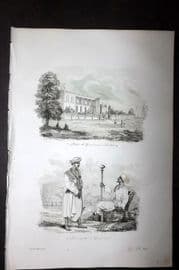 d'Urville 1834 Antique Print. India - Pondicherry & Governor Guard