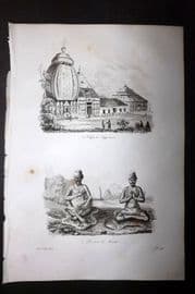 d'Urville 1834 Antique Print. India - Temple of Juggernaut & Hindu's