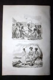 d'Urville 1834 Antique Print. Madagascar - Costume & Encounter in 1652