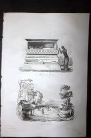 d'Urville 1834 Antique Print. Vietnam - Monument & View of Tourane Da Nang