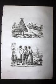 d'Urville 1834 Antique Print. Vietnam - Tomb & Costume