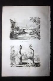 d'Urville 1834 Antique Print. Vietnam - Tourane Da Nang & Mandarin Costume