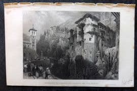 David Roberts Spain 1835 Antique Print Remains of a Moorish Bridge on the Darro